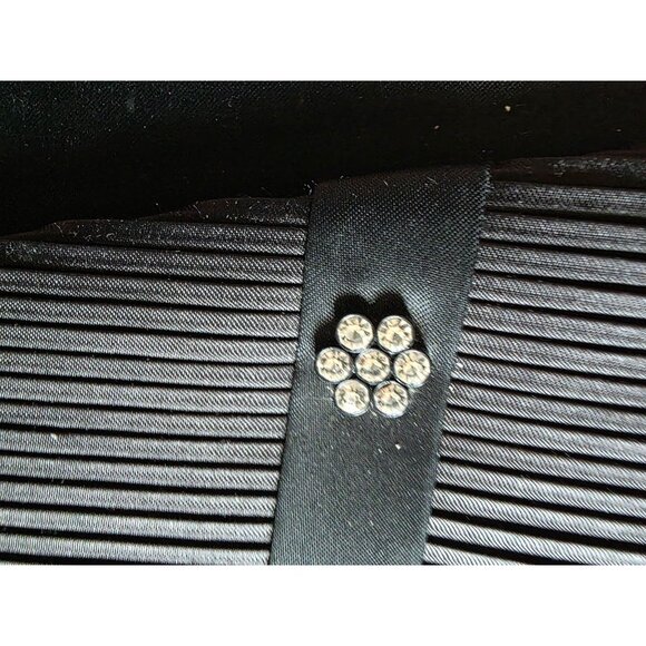 Walborg Black Pleated Evening Clutch With Rhinestone Accent & Shoulder Strap - Picture 3 of 6